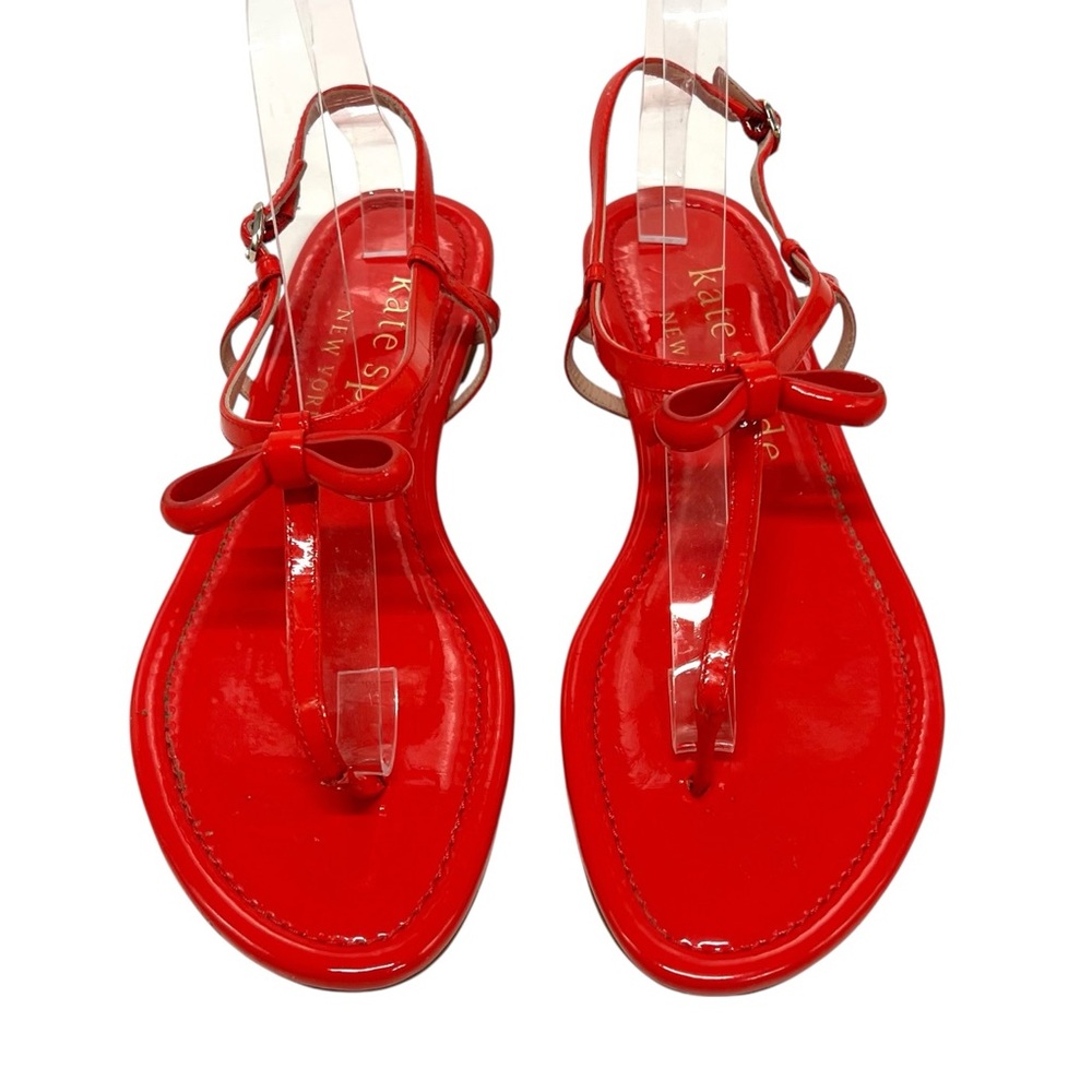 Kate Spade New York Piazza Patent Leather Coral Rose T Strap Sandals Women’s 9 - Picture 4 of 13